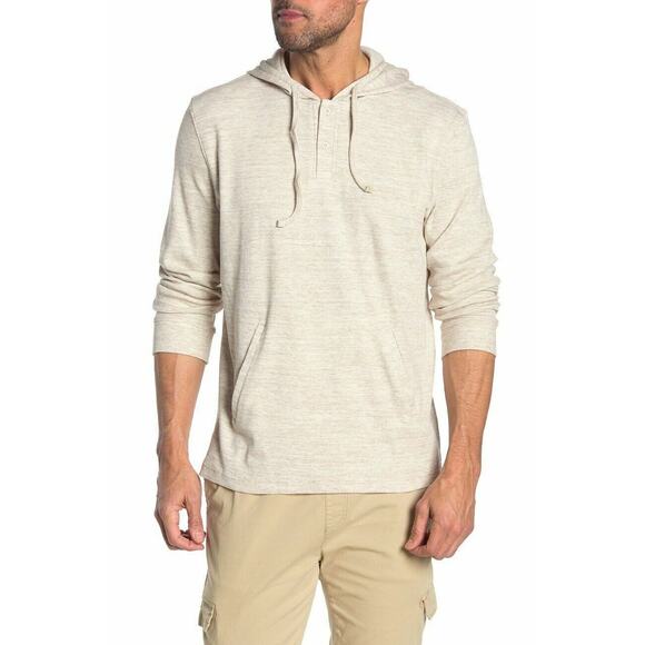 Onia Tan Brown Julian  Long Sleeve Henley Hoodie Men's Small Medium XL - Picture 1 of 5